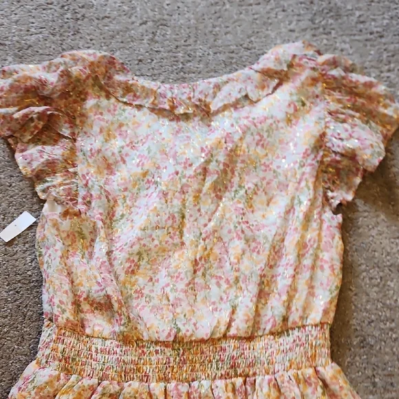 Parker Pink and Cream Floral Ruffle Blouse - Picture 7 of 7